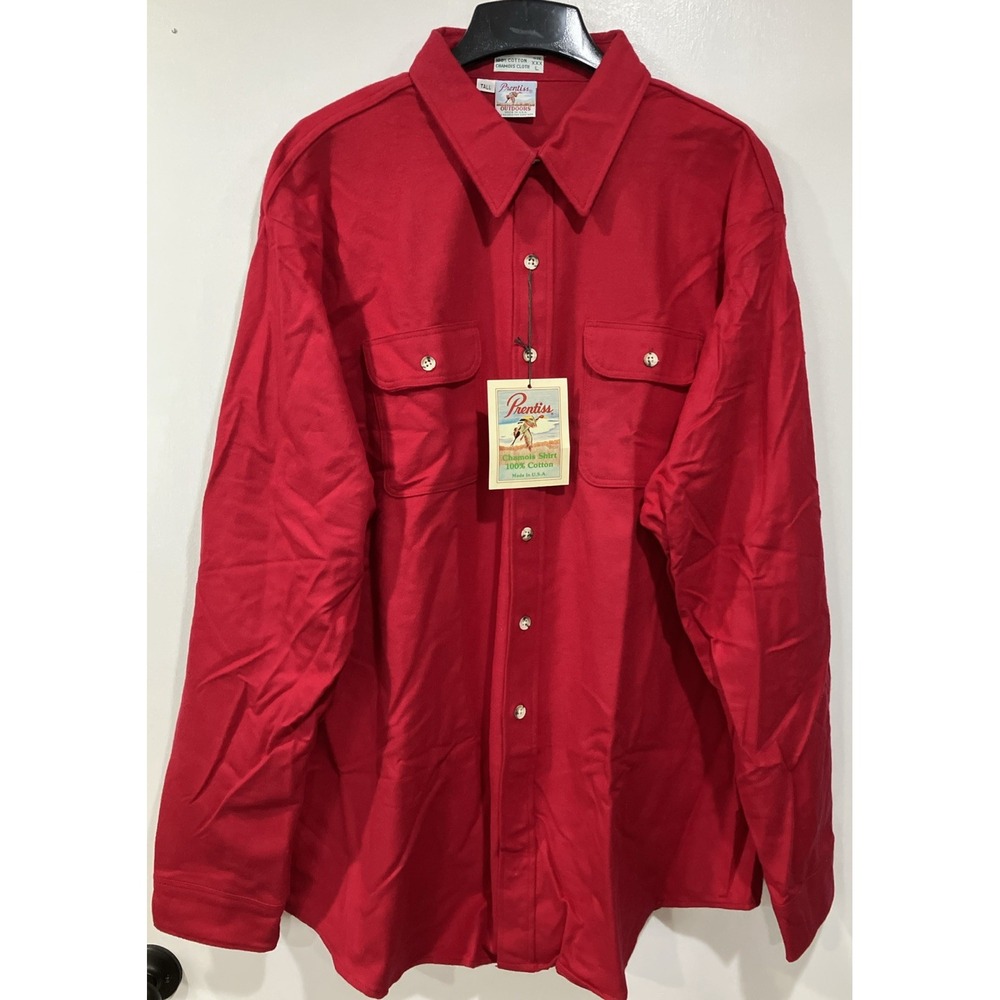 Prentiss Outdoors 100% Cotton Chamois XXXL Tall Red L/S Button Shirt NEW‎